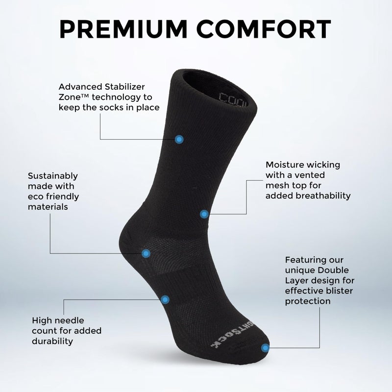 Wrightsock CoolMesh II Crew Running Socks for Men and Women â€“ Eco-Friendly and Anti Blister Socks with our Double Layer Design - American Made, No Blisters Guaranteed - Image 2